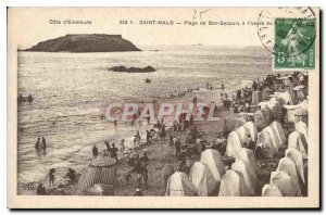 Postcard Old Emerald Coast Saint Malo Plage Bon Secours high