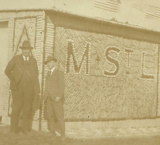 Dawson MINNESOTA RPPC 1921 CORN PALACE Railroad Railway M.& ST.L. RR Depot?