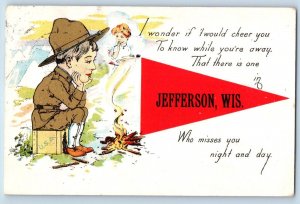 Jefferson Wisconsin WI Postcard I Wonder If Would Cheer You 1911 Pennant Vintage