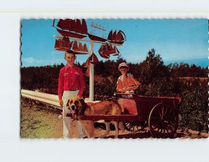 Postcard Gaspésian children with their solid dog-cart, Gaspé Nord, Canada