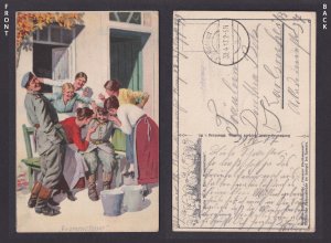 Vintage postcard GERMANY WWI Humor - Drum Fire - Feldpost Mw.Kp. 28