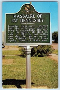 Hennessey Oklahoma OK Postcard Historical Sign Hennessey City Park Signage c1960