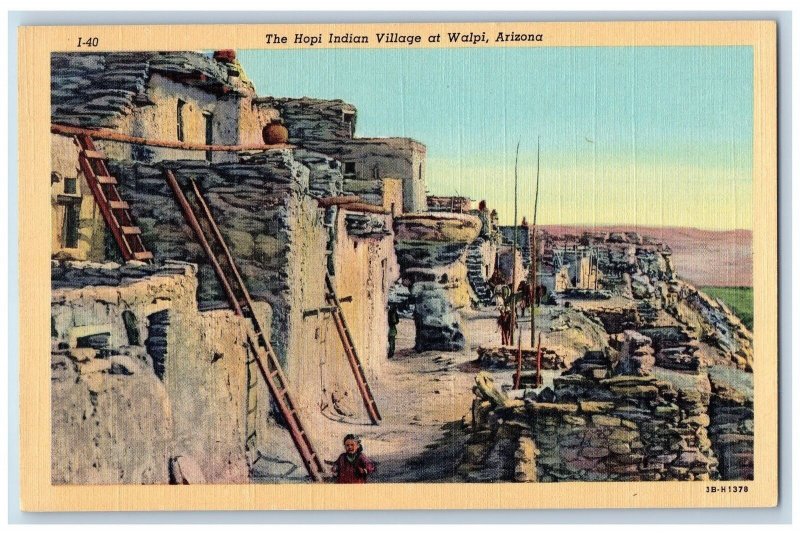 Walpi Arizona AZ Postcard The Hopi Indian Village Building Scene c1920's Antique