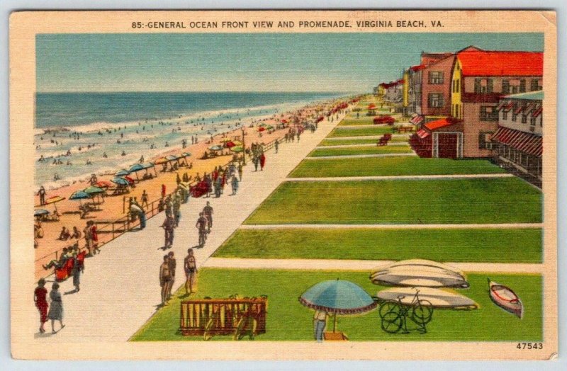 VIRGINIA BEACH VA*GENERAL OCEAN FRONT VIEW & PROMENADE*ENNIS PAPER CO NORFOLK