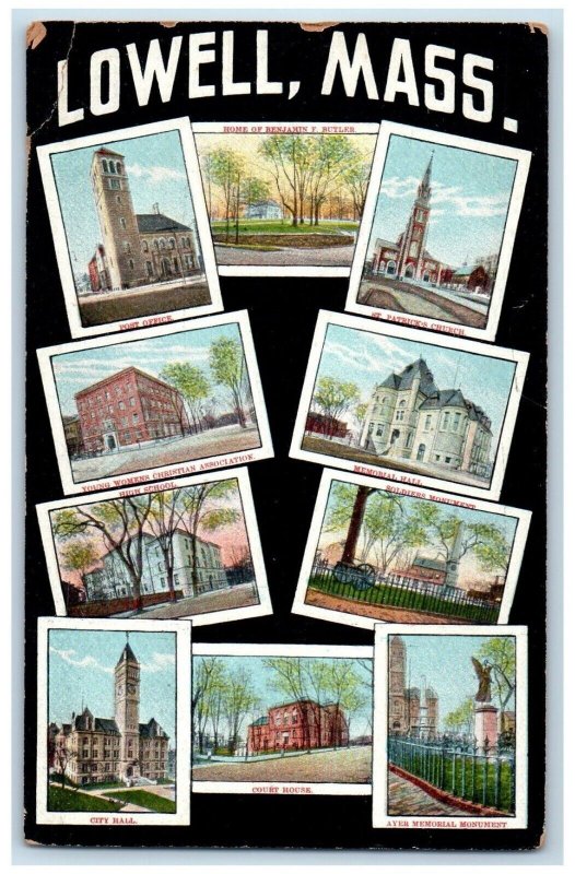 c1910's Multiview Of Lowell Massachusetts MA Unposted Antique Postcard
