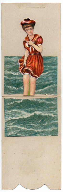 Chatham Cape Cod Massachusetts Bathing Beauty Die Cut Fold out Postcard AA53683