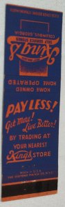 King's Self Service Stores Columbus Georgia Advert 20 Strike Matchbook Cover