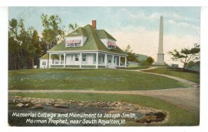 VT - Sharon. Memorial Cottage & Monument to Joseph Smith