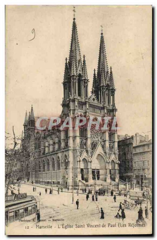 Postcard Old Marseilel Church of Saint Vincent de Paul's Reforms