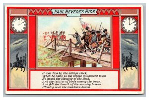 1910 Patriotic Paul Revere's Ride Bridge In Concord Town pc2133