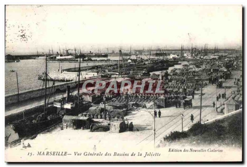 Old Postcard Marseille Vue Generale of the Joliette Basins