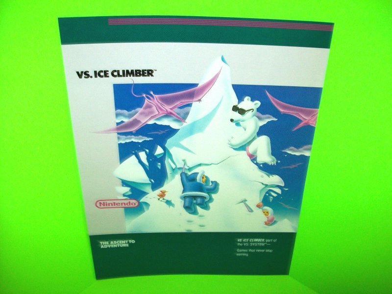 VS ICE CLIMBER Original NOS 1985 Video Arcade Game Promo Sales Flyer