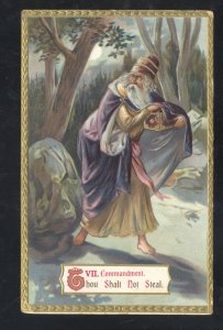 VINTAGE RAPHAEL TUCK TEN COMMANDMENTS POSTCARD JEWISH MAN STEALING VALUABLES