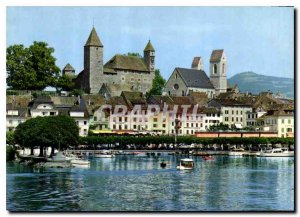 Postcard Modern Rapperswil mit Bachtel