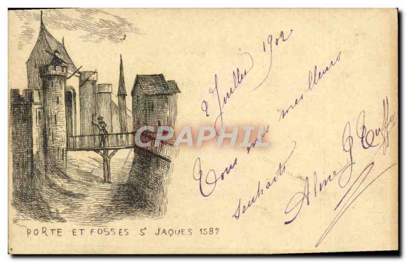 Old Postcard Door And Fosses St Jaques 1587