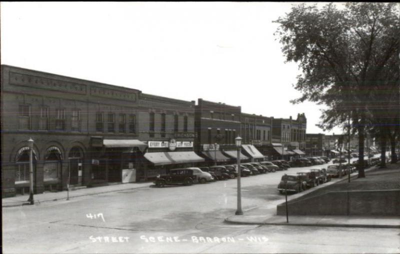 Barron WI Street Scene Real Photo Card/Postcard