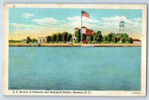 1940 Beaufort North Carolina Postcard Bureau Fisheries Biological Station Lake