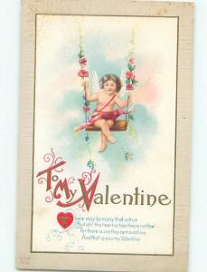 Pre-Linen Valentine CUPID ON SWING AB2854