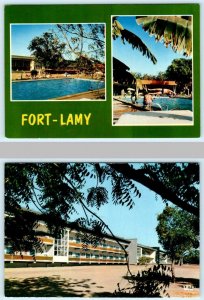 2 Postcards FORT LAMY, Republic of Chad HOTEL LA TCHADIENNE Pool - Africa 4x6