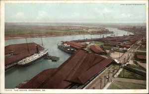 Savannah Georgia GA Birdseye View Docks #70233 c1910 Detroit Publishing Postcard