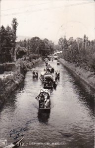 Mexico Xochimilco Canal Scene  Real Photo