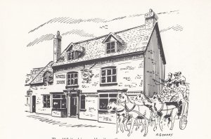 The White Lion Kenilworth Warwickshire Pub Drawing Post Office Board Postcard