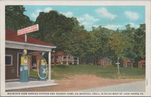 Postcard Mountain View Gas Service Station + Tourist Camp Lock Haven PA