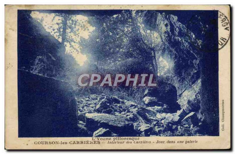 Old Postcard Courson les Carrieres Interior of Career Day in a gallery