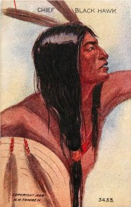 Embossed Postcard 3433 Chief Black Hawk Native American Portrait, HH Tammen 1909