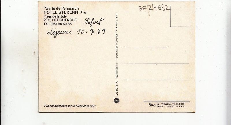 BF24632 st guenole hotel sterenn pointe de penmarch france  front/back image