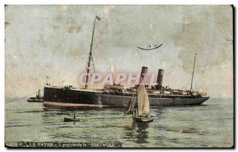 Old Postcard Le Havre The arrival of Britain Boat