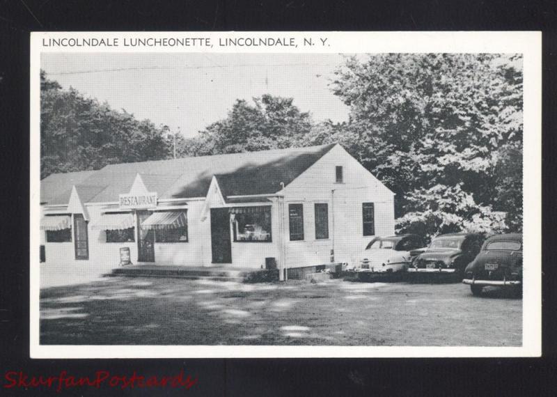 LINCOLNDALE NEW YORK LUNCHEONETTE 1950's CARS RESTAURANT 