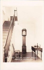Wisconsin Portage Indian Agency House Hall &  Grandfather Clock Real Photo...
