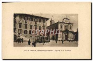 Postcard Old Pisa Piazza e Palazzo dei Cavalieri Chiesa Tramway