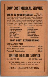 St. Louis MO Advertising Postcard UNITED MEDICAL SERVICE What is Your Disease? 