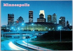 Hubert H. Humphrey Metrodome By Night Minneapolis Minnesota MN Postcard