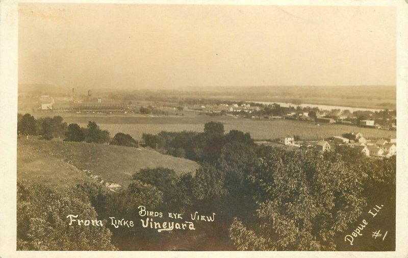 Postcard RPPC 1912 Illinois Dupue Birdseye View Link Vineyard #1 23-12459