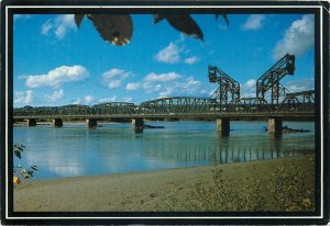 Postcard Canada Prince George BC Fraser river old bridge view