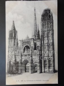 France: ROUEN, La Cathedrale de Rouen, Ensemble, Old Postcard 170515