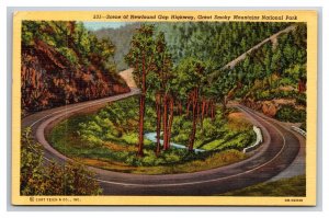 Loop Over on Newfound Gap Hwy Great Smokey Mountains UNP Linen Postcard V22