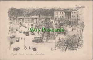 London Postcard - Pencil Sketch of Hyde Park Corner  RS27091