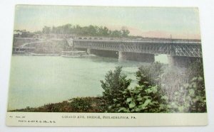 VINTAGE POSTCARD GIRARD AVE. TROLLEY BRIDGE PHILADELPHIA PA RAILWAY railroad