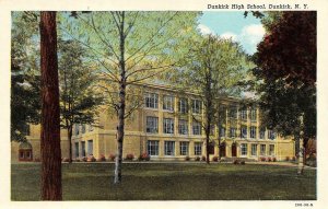 DUNKIRK, NY New York    HIGH SCHOOL  Chautauqua County   c1940's Postcard