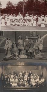 Early real photo postcards large groups costumed children festivity masquerade 