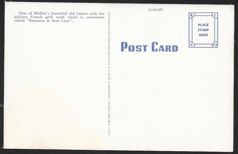 Romance In Old Lace Gatework Mobile Alabama Unused c1930s