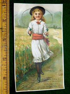 1870s-80s Lovely Girl Jumping Rope, Yankee Notion Printing Co Providence, RI F11