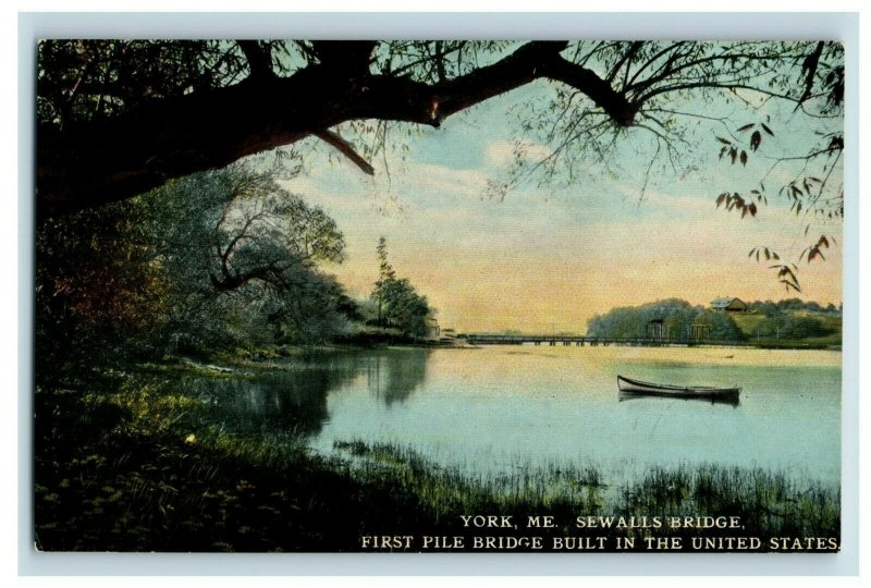 Vintage Sewalls Bridge, York, Me. Postcard P174