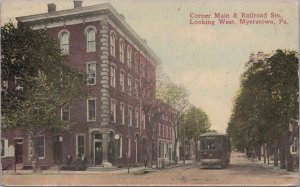 Postcard Corner Main & Railroad Streets Looking West  Myerstown PA