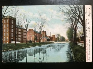 Vintage Postcard 1908 Lewiston Maine Canal and Mills 