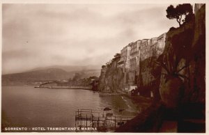 Naples Italy, Sorrento Hotel Tramontano E Marina RPPC Vintage Postcard c1910